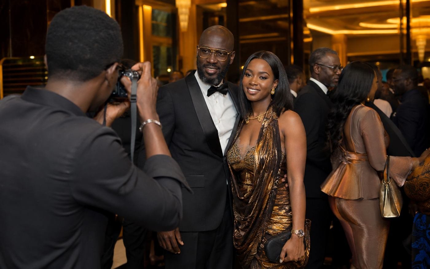 Photographe senegalais couvrant une soiree de gala a Dakar